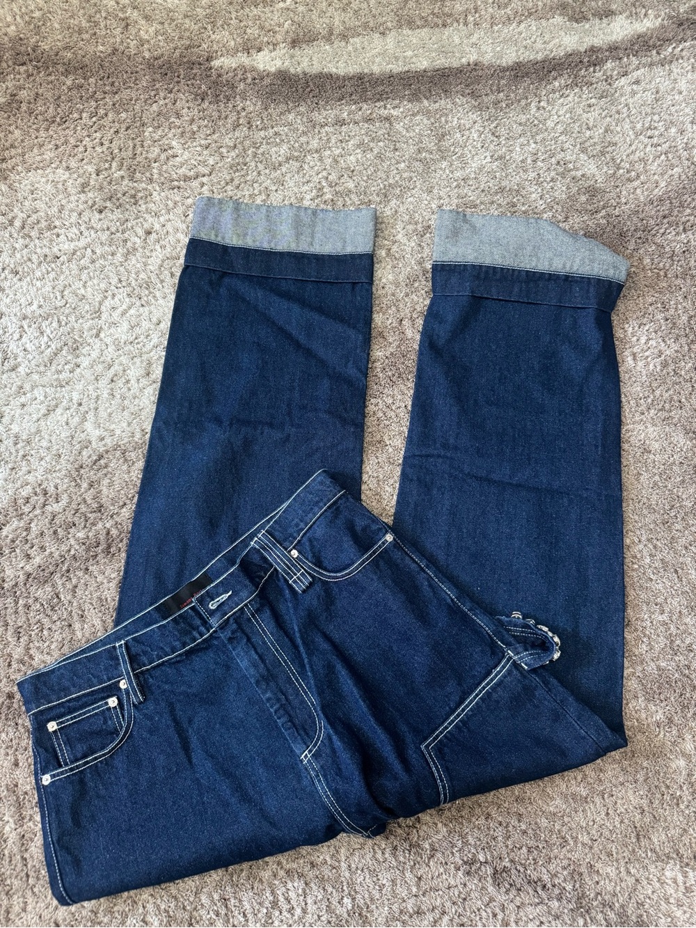 Simone Rocha Navy Embellished Workwear Jeans